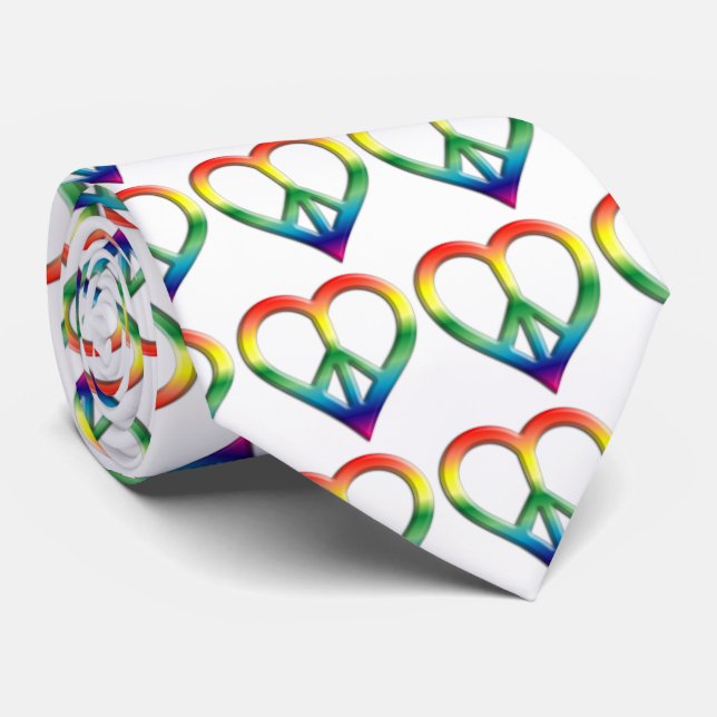 Gravata Rainbow Peace and Love Tie (Rolled)