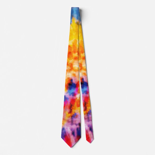 Gravata *~* Rainbow Psychodelic Retro Hipster Tie Dye Tie (Frente)