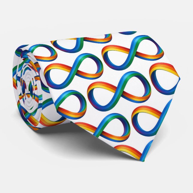Gravata Rainbow Ribbons Abstract Infinity Symbol Neck Tie (Rolled)