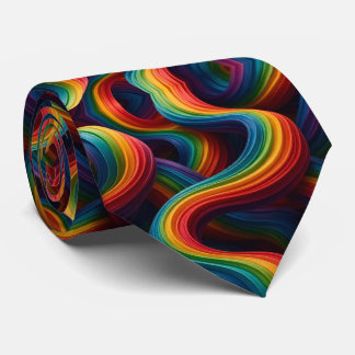 Gravata Rainbow Ribbons Abstract Neck Tie