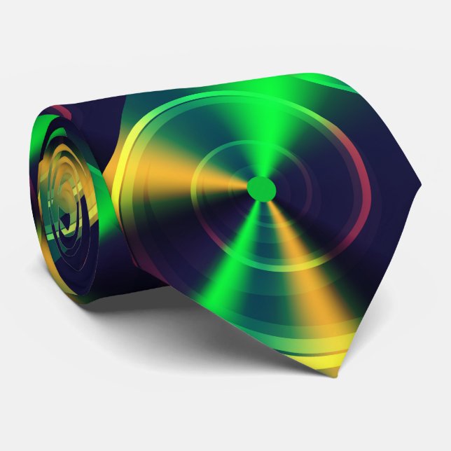 Gravata Raio Fratural Verde e Preto Iridescente (Rolled)