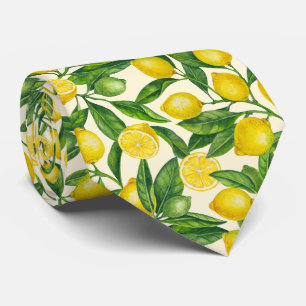 Gravata Ramais de limão em verde e amarelo