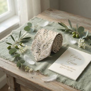 Gravata Ramos de Oliveira Elegantes & Floral de Marfim