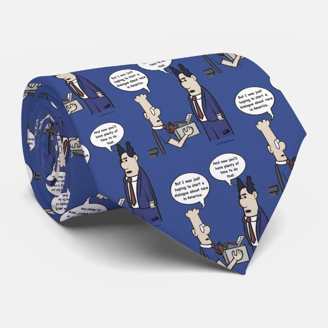 Gravata Rant Cartoon Blue Necktie (Rolled)