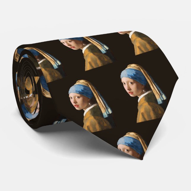 Gravata Rapariga com pintura de retrato de pérolas (Rolled)