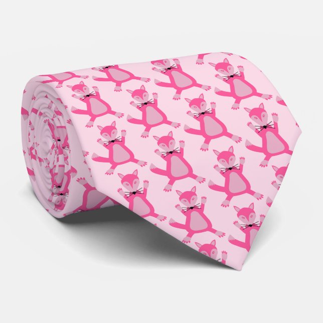 Gravata Raposa-Bebê Rosa bonito Patterada (Rolled)