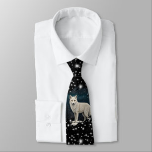 Gravata Raposa branca de inverno retrô elegante