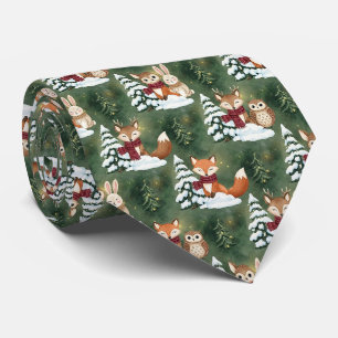 Gravata Raposa Fofa Cervo Coruja Natal Floresta Inverno
