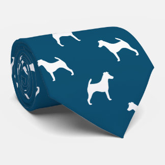 Gravata Raposa Suave Cachorro Silhuettes Padrão Azul