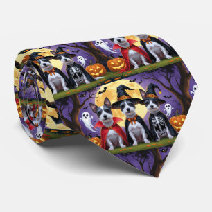 Gravata Rat Terrier Dogs Pumpkin Halloween Engraçado