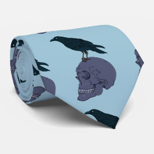 Gravata Raven Preto No Crânio Humano De Uma Cinza