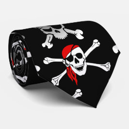 Gravata Rebel Pirate White Skulls and Bones Patterin Servi