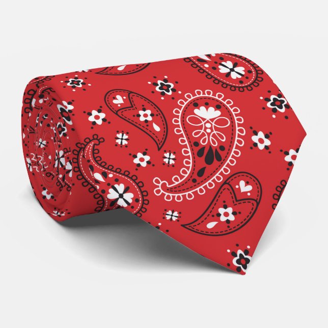 Gravata Red Bandana Handkerhead Paisley (Rolled)