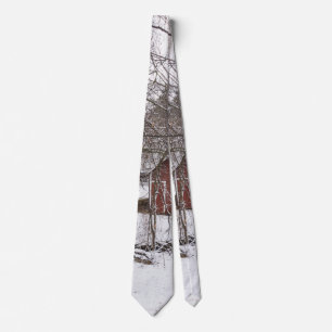 Gravata Red Barn In Snow Tie