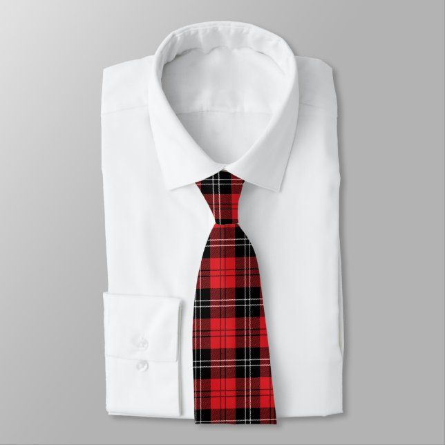 Gravata Red Black White Tartan Buffalo Xadrez Men