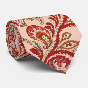 Gravata Red Coral Limão Paisley Wedding Tie
