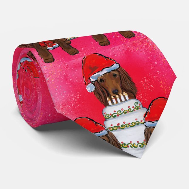Gravata Red Doxie Santas (Rolled)