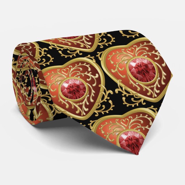 Gravata Red Jewel Fairy Heart (Rolled)