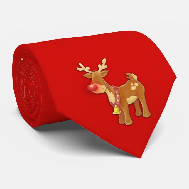 Gravata Red Nose Reindeer (Rolled)