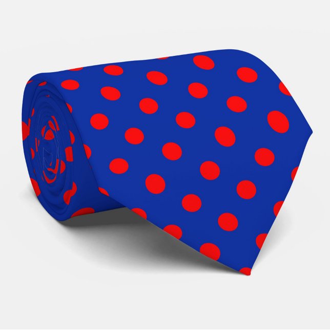 Gravata Red On Blue Polka Dots Pattern Design  (Criador carregado)