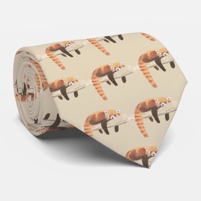 Gravata Red Panda tie para homens (Rolled)