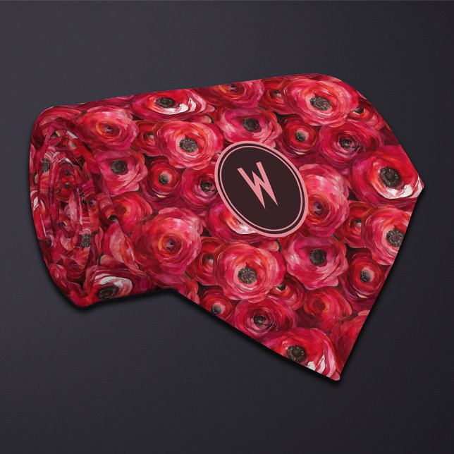 Gravata Red Ranunculus Floral (Criador carregado)