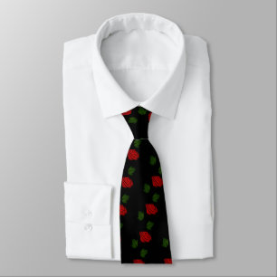 Gravata Red Rose on Black background Neck tie