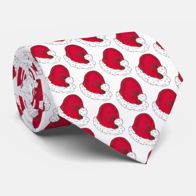 Gravata Red Santa Claus Hat Feliz Natal Feriado (Rolled)