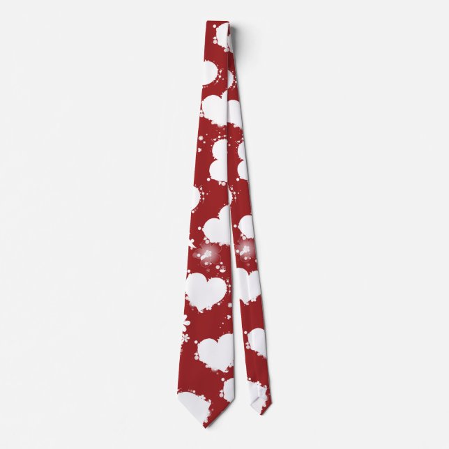 Gravata Red Tie White Emo Hearts (Frente)