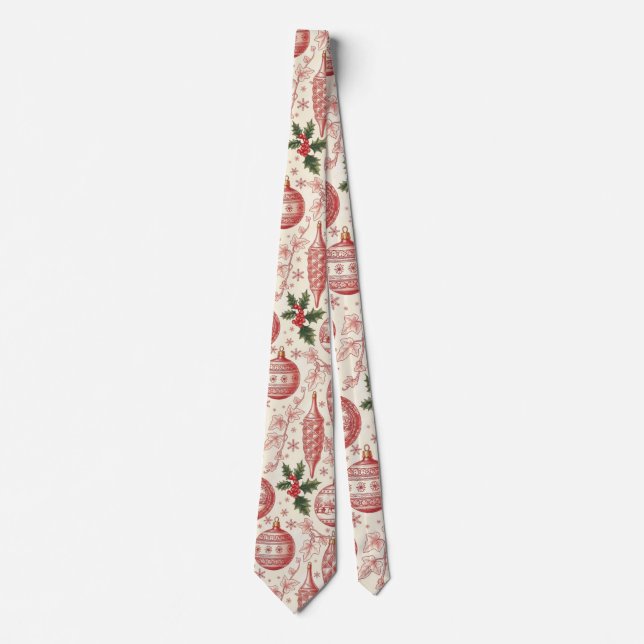 Gravata Red Toile Chinoiserie Christmas Ornaments (Frente)