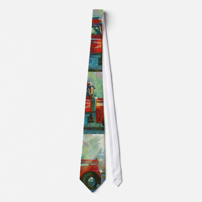 Gravata RED TRUCK BIG RIG TRUCKERS Fashion Tie (Frente)