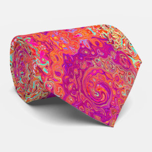 Gravata Redemoinho de Mármore Coral e Roxo Abstrato Retro