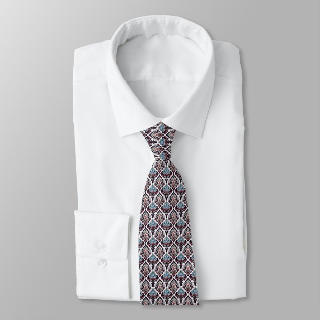 Gravata Reds, Sage, Blue, Black & White Floral Damask (Amarrado)