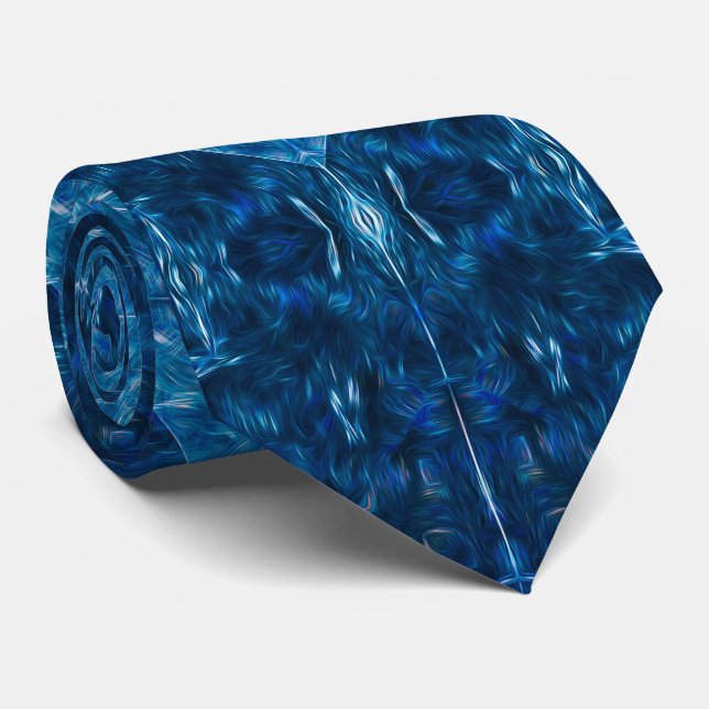 Gravata Reflexo Azul Profundo (Rolled)