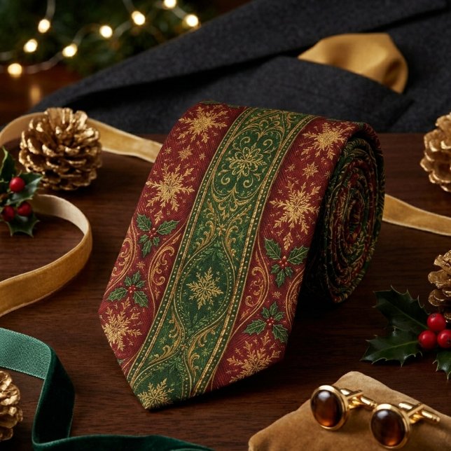 Gravata Regência de Natal Burgundy & Verde Florest (Criador carregado)