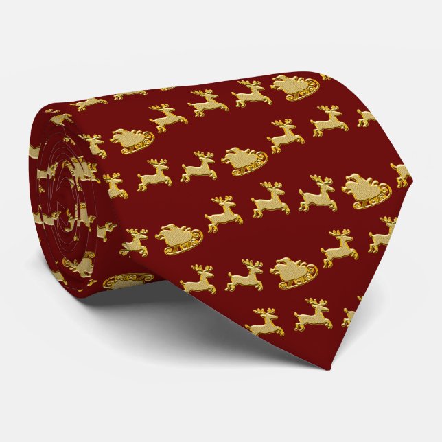 Gravata Reindeer Sleigh Neck Tie (Rolled)