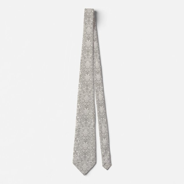 Gravata Renda Branca Damask Floral Simples (Frente)