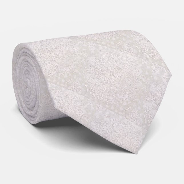 Gravata Renda Decorativa Rosa Sobre Branco (Rolled)