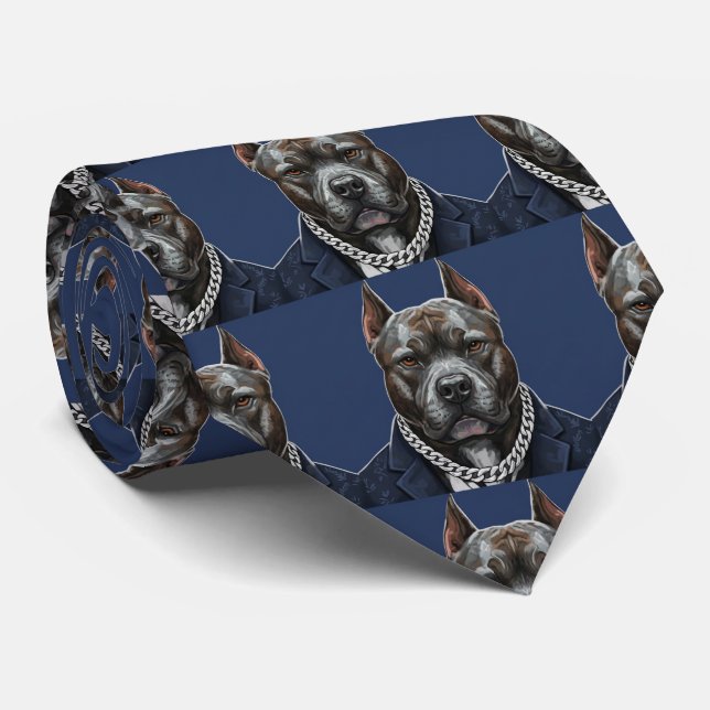 Gravata Retrato de Pit Bull (Rolled)