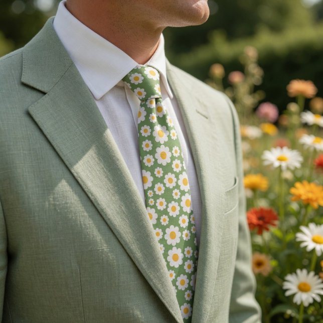 Gravata Retro 70s Daisy Dreams Gradient Floral (Criador carregado)