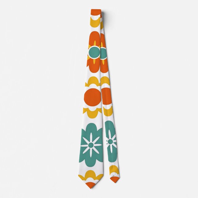 Gravata Retro 70s Geométrico Flower Power Boho (Frente)