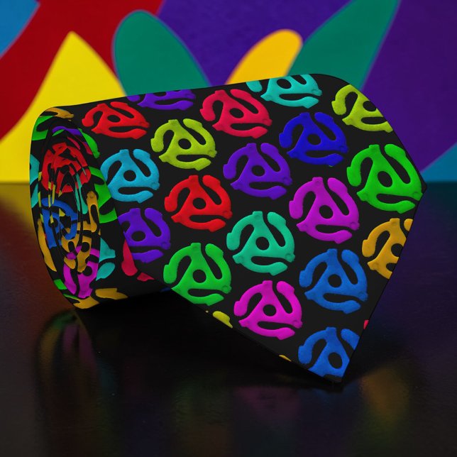 Gravata Retro 70s Vinyl Record 45 Custom Necktie Tie (Criador carregado)