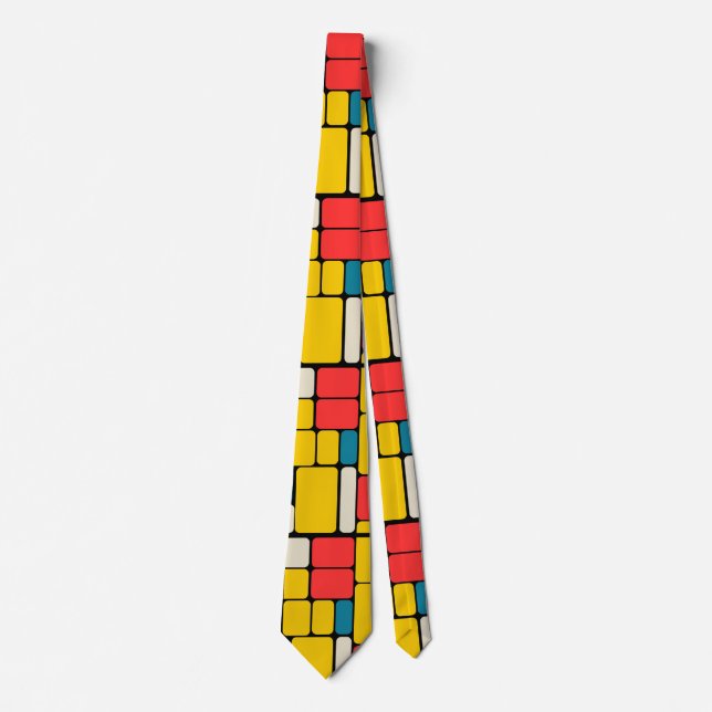 Gravata Retro 80s ousado geométrico moderno brilhante (Frente)