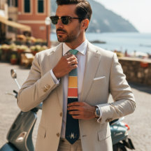 Retro Anos 70 Mod Azul Rosa Listras Padrão Monogra