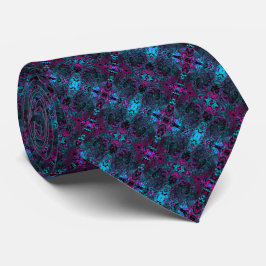 Gravata Retro Aqua Magenta e Abstrato preto