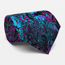 Gravata Retro Aqua Magenta e Abstrato preto