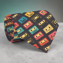 Gravata Retro Cassette Tapes Pop Culture Custom Necktie