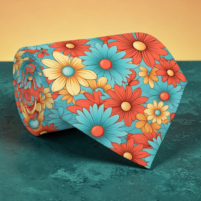 Gravata Retro Clássica Anos 70 Flores Groovy Perso (Criador carregado)