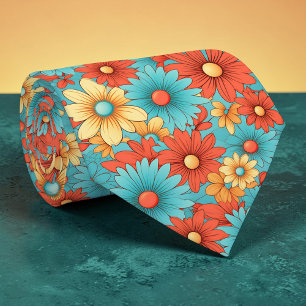 Gravata Retro Clássica Flores Groovy Anos 70 Perso