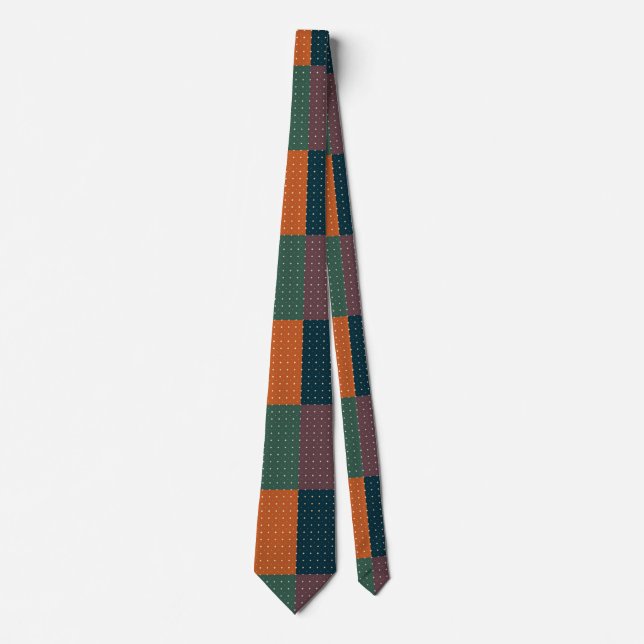 Gravata Retro Color-Block com Bolinhas  (Frente)